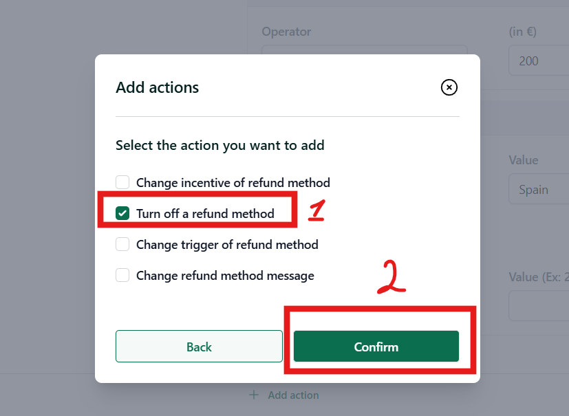 Refunds / Turn off a refund method